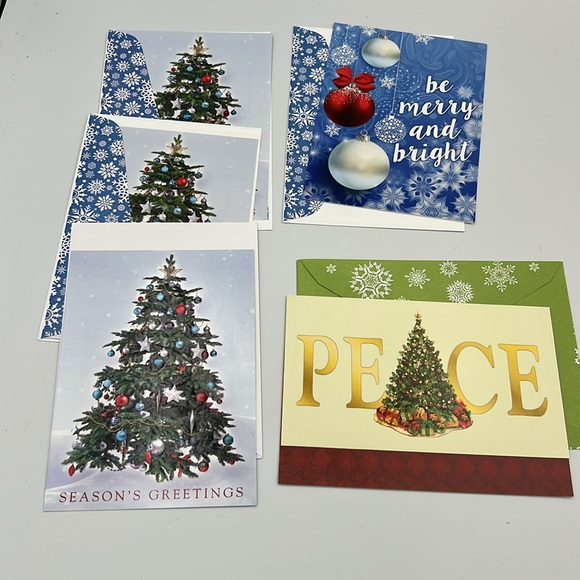 9 Christmas Tree Holiday Season Greeting Cards card lot Vorious NEW unused - Picture 3 of 3